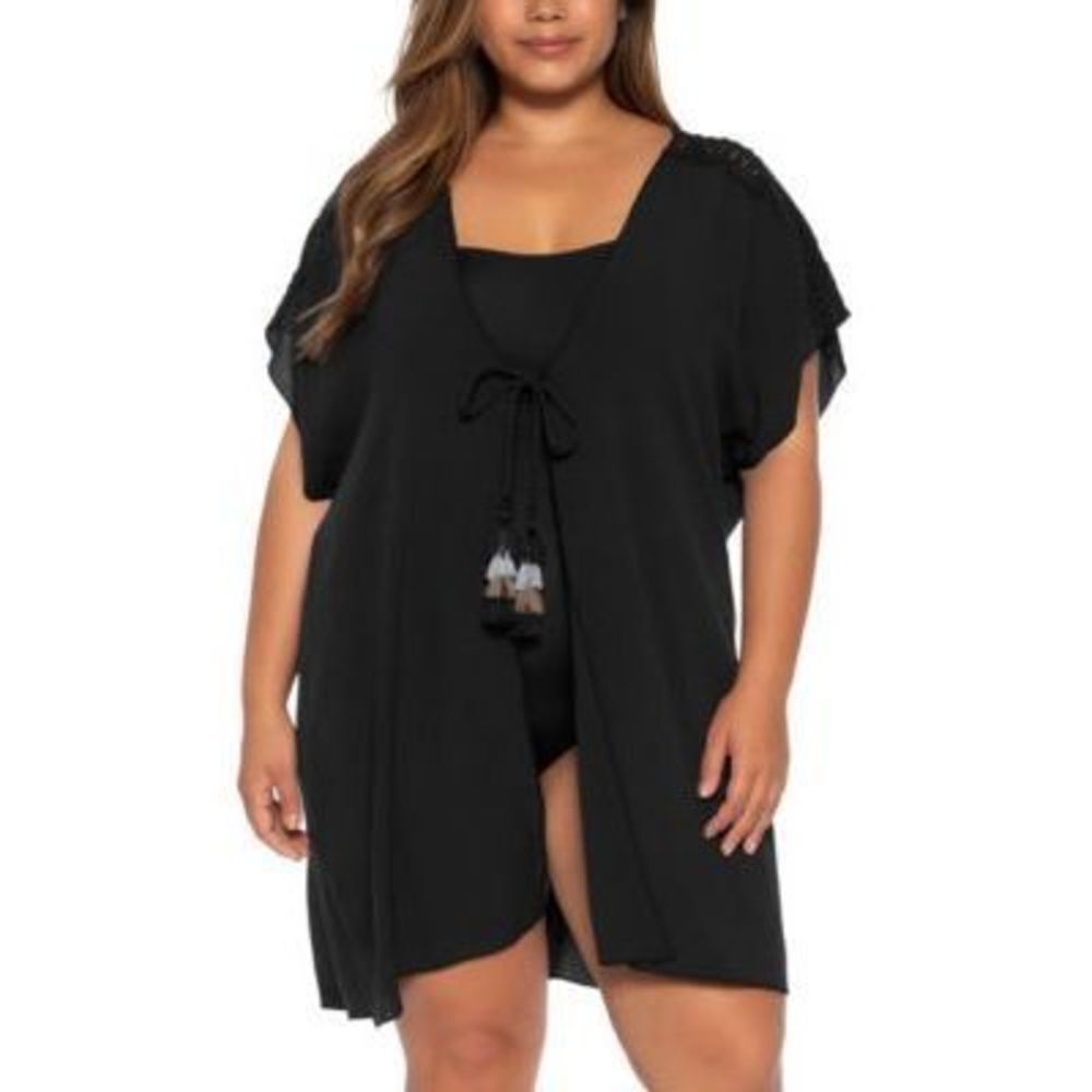 Becca Etc Plus Size Globe Trotter Cover-Up Black Women's Swimsuit 2X
